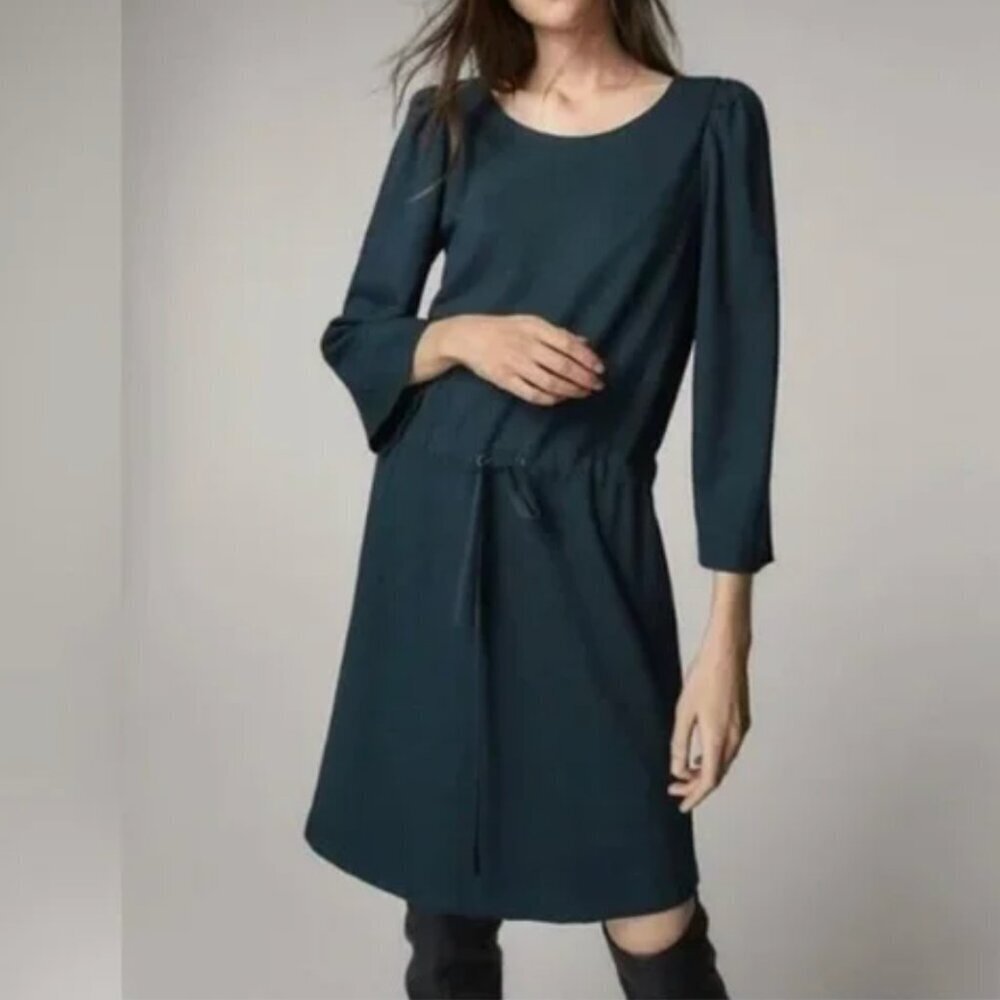 Massimo Dutti Dress Dark Green Drawstring Waist Size Small